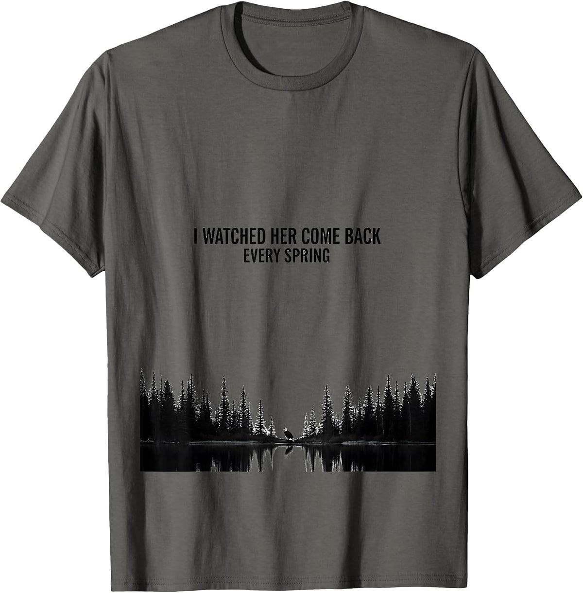Men's I Watched Her Come Back Every Spring Bald Eagle Memorial T-Shirt - Asphalt Grey
