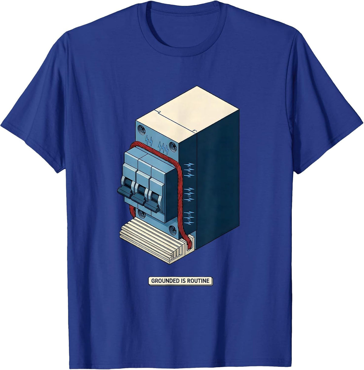 Men's Grounded Is Routine Funny Electrician Gift for Dad T-Shirt - Royal Blue