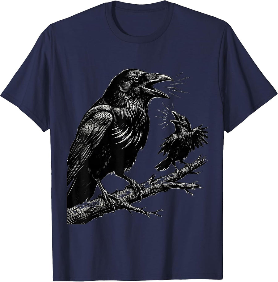 F-Caw-F Crow Dark Humor Gothic Raven Bird T-Shirt - Navy Blue