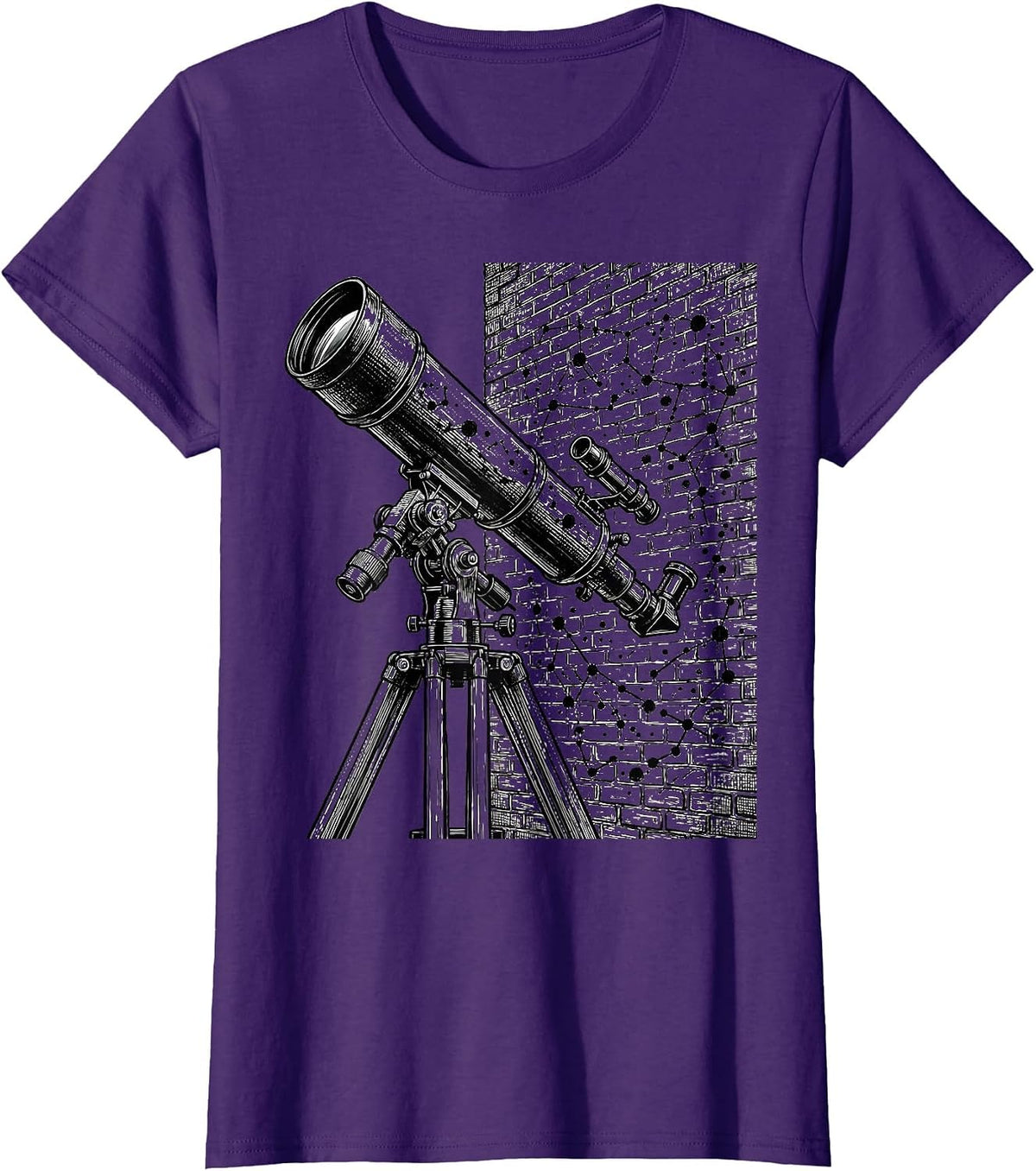Women's White Lie Telescope Stargazer Graphic Tee T-Shirt - Purple
