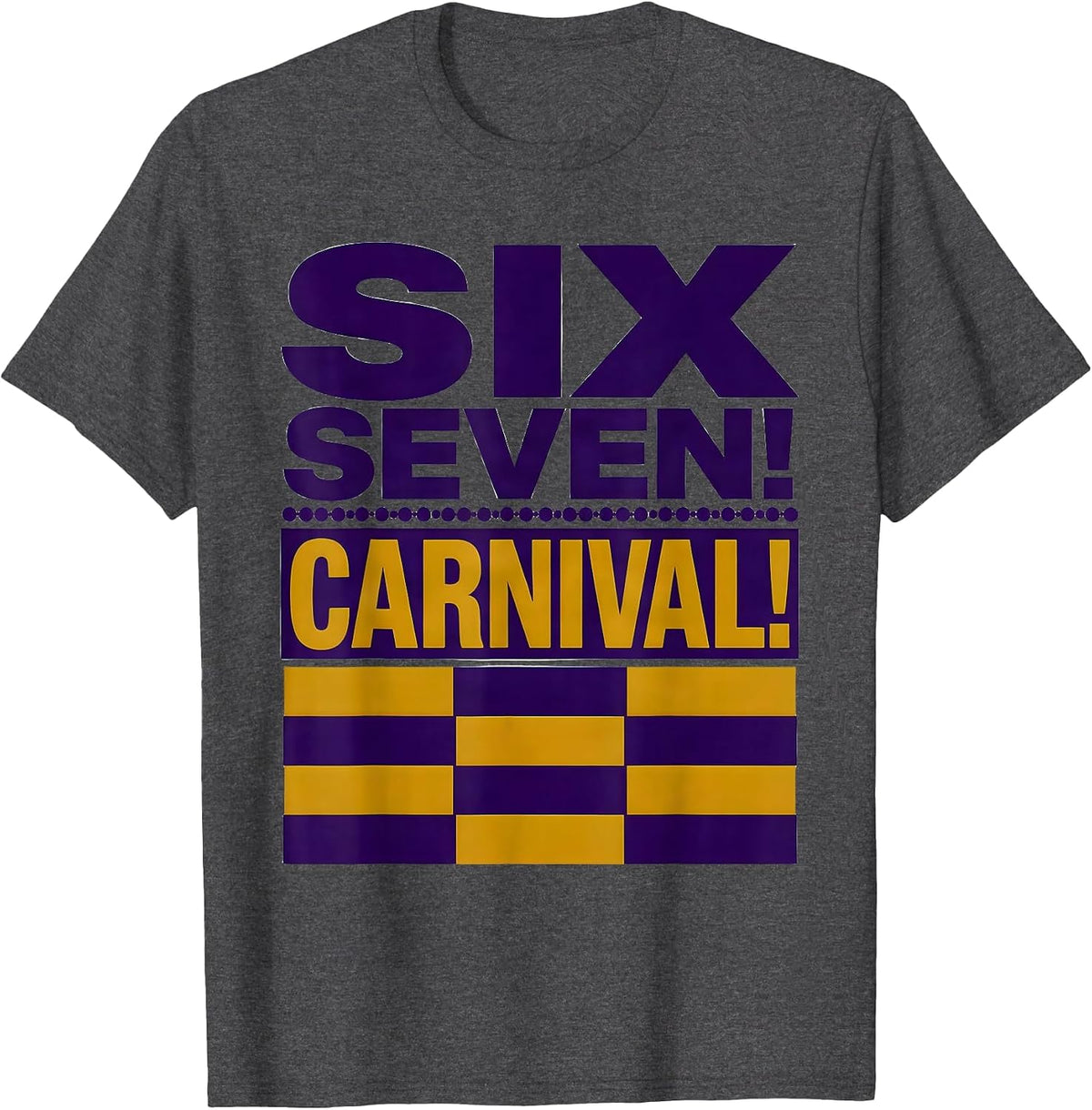 Six Seven! Carnival Meme Humor Mardi Gras Kids T-Shirt - Dark Heather Grey