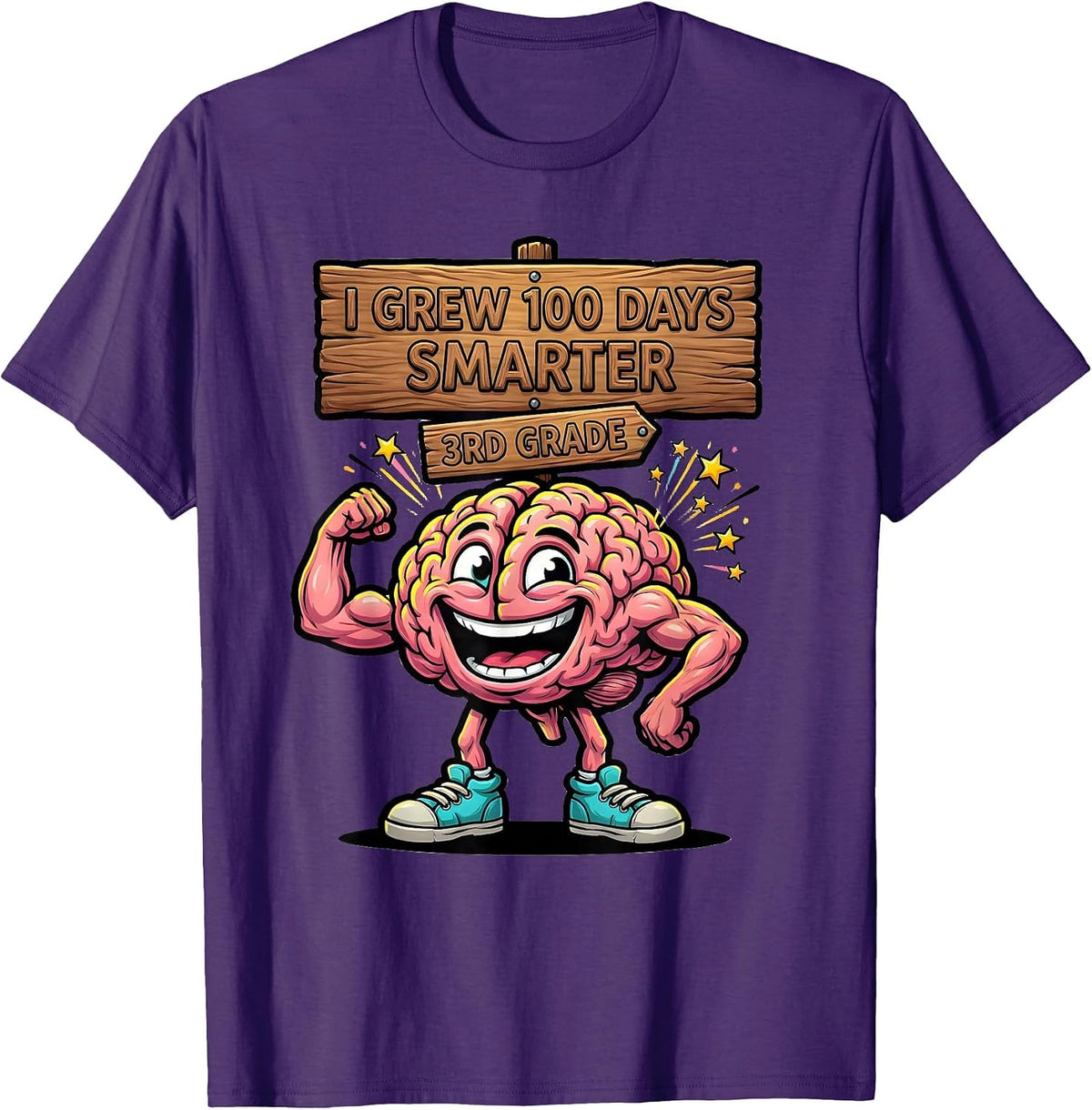 I Grew 100 Days Smarter 3rd Grade Funny Teacher Classroom T-Shirt - Purple