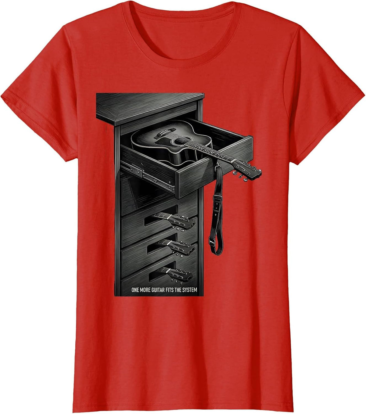 One More Guitar Fits The System Funny Guitarist Rock Music T-Shirt - Red