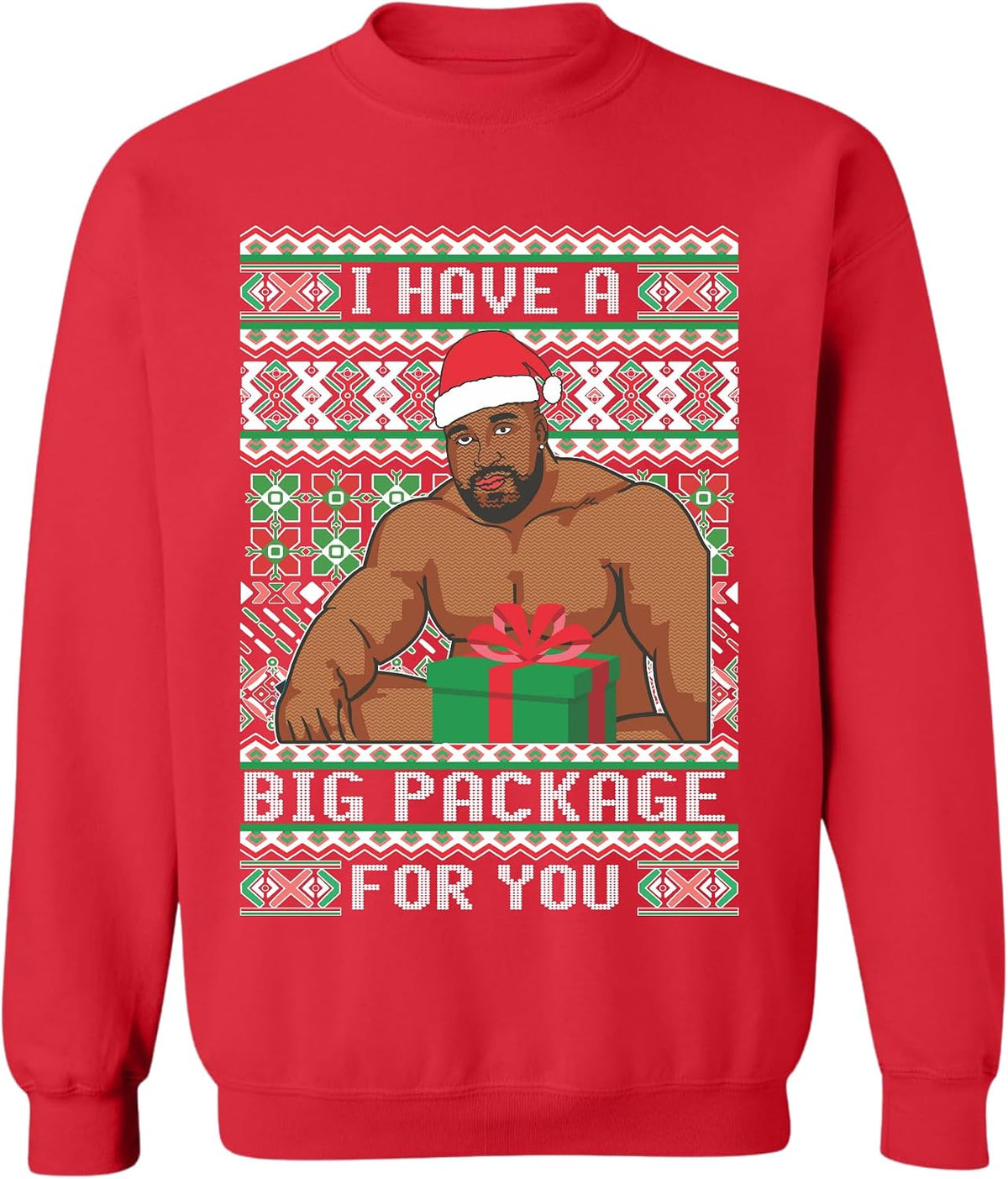 ALLNTRENDS Red Christmas Sweatshirt Funny Ugly Sweater Holiday Crewneck - Big Package