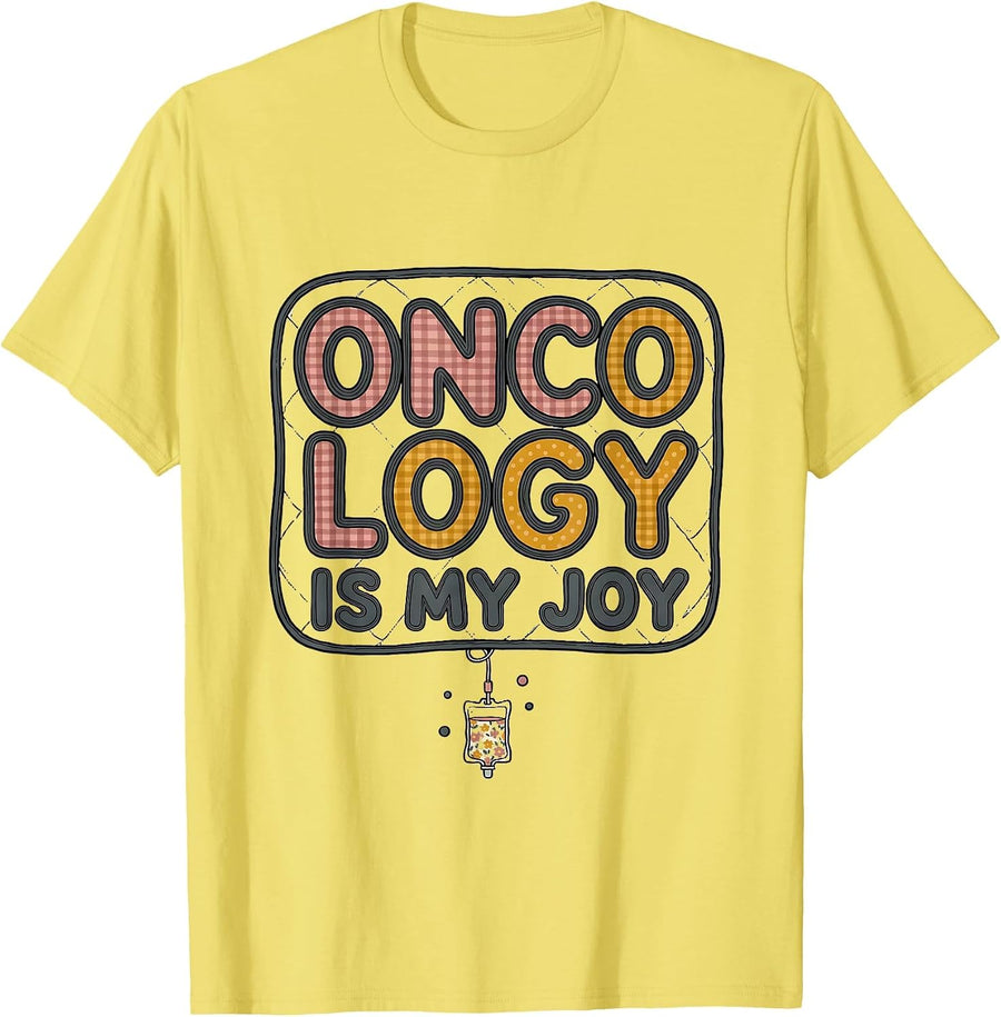 Men's Oncology Is My Joy Nurse Healthcare Worker Appreciation Gift T-Shirt - Lemon Yellow