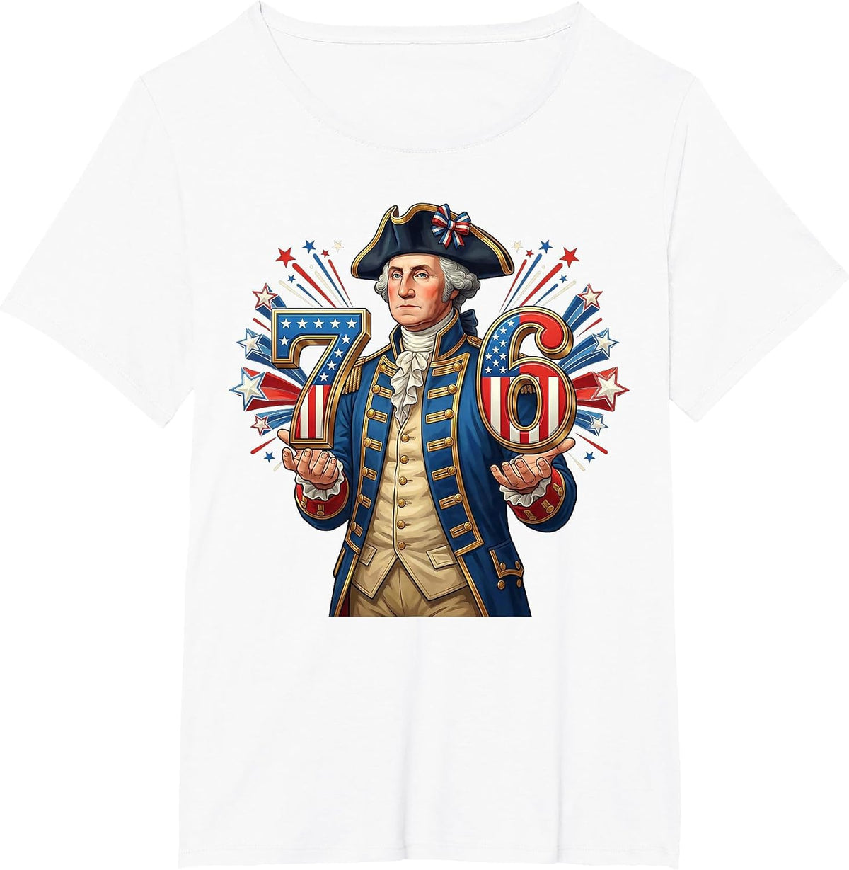 6-7 7-6 George Washington Seven Six Funny 1776 4th of July T-Shirt - White