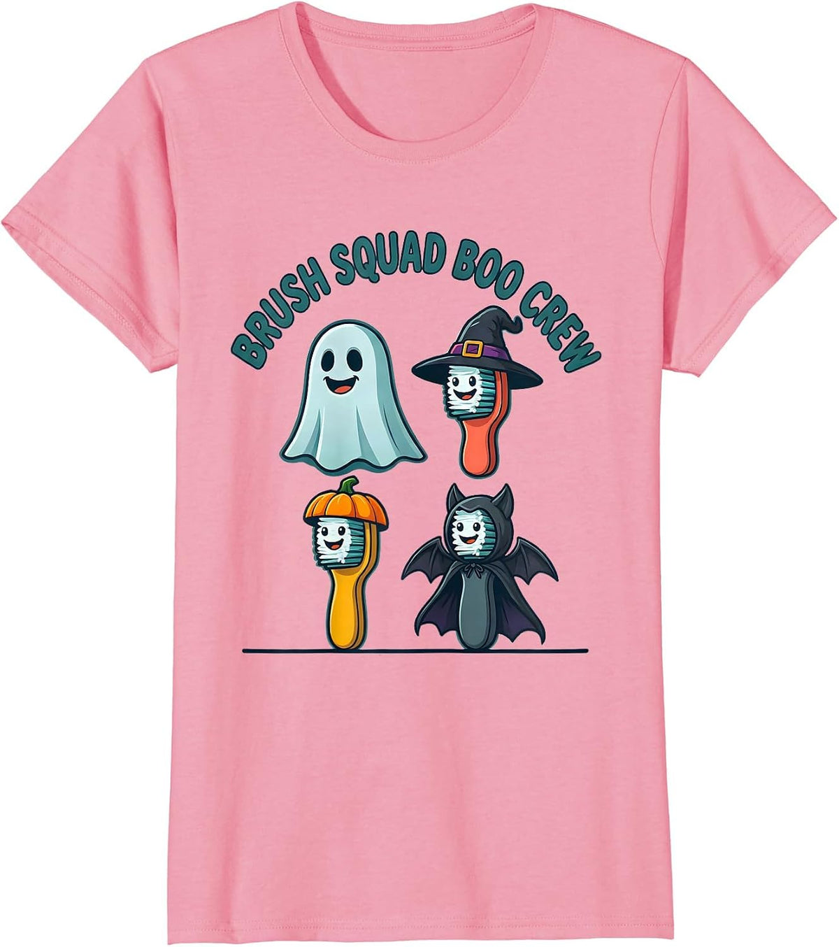 Women's Brush Squad Boo Crew Funny Dental Halloween Costume Dentist T-Shirt - Pink