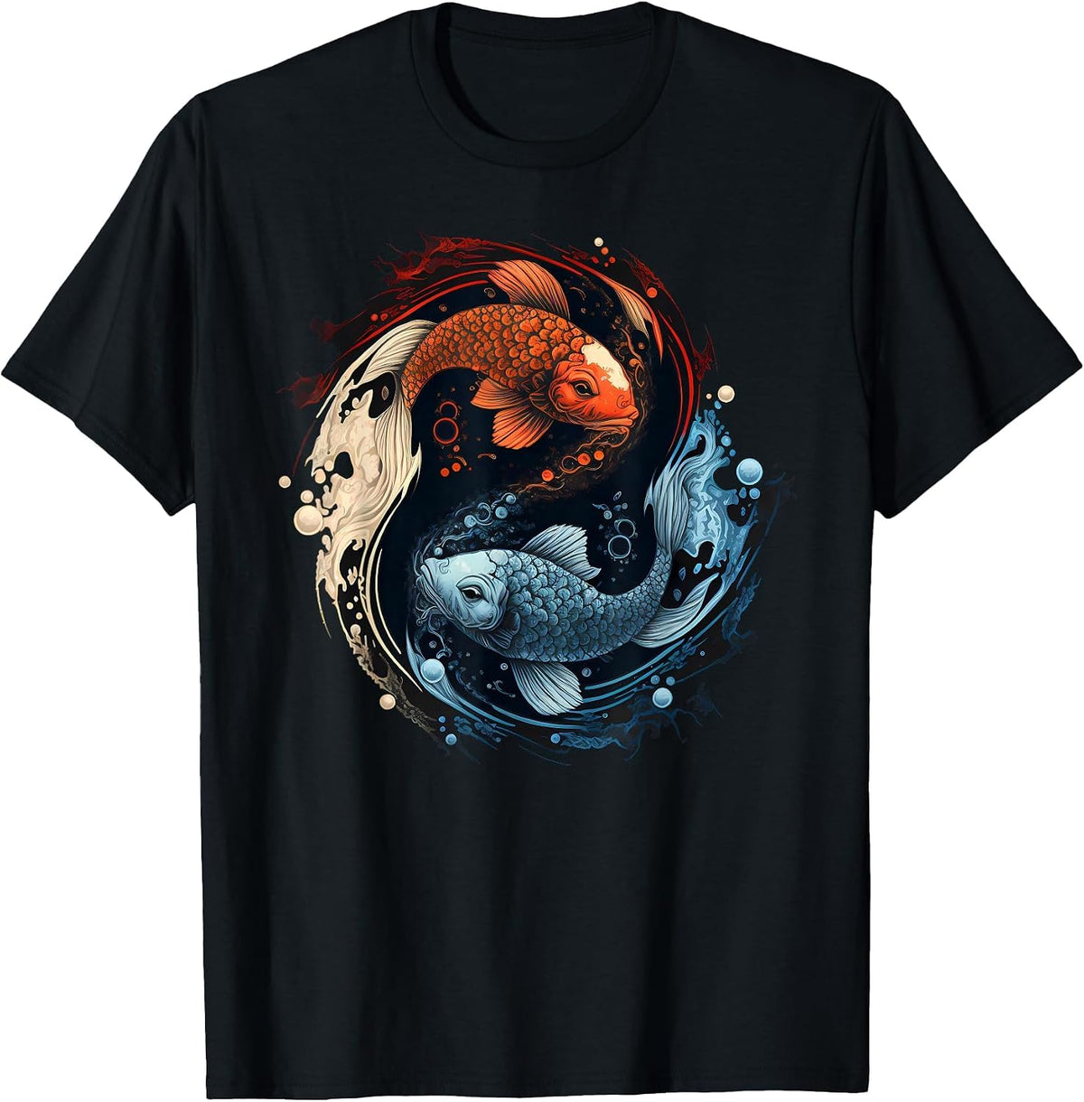 Koi Fish Yin Yang T-Shirt - Black