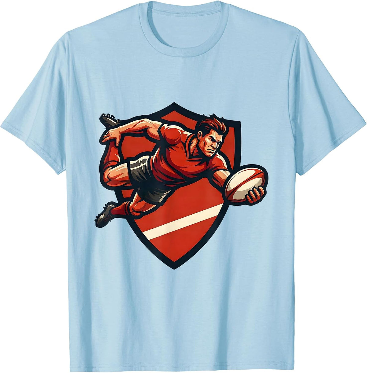 Men's Rugby Try Line Dive Graphic Design T-Shirt - Baby Blue