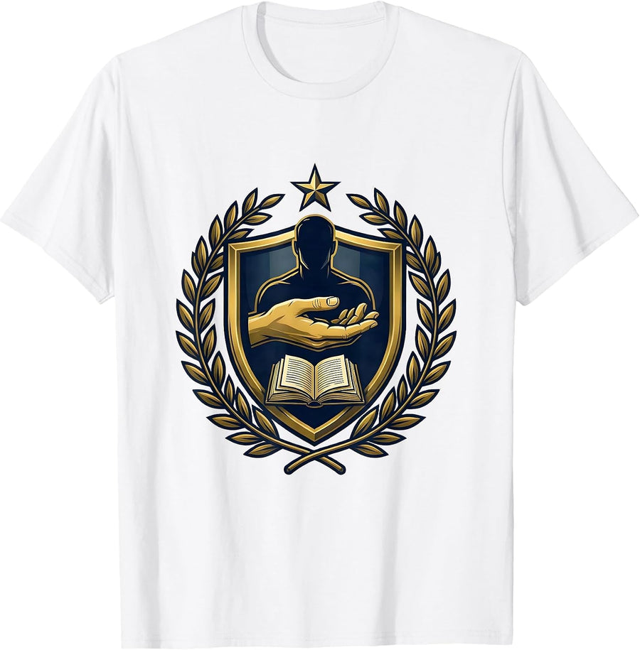 Men's Paraprofessional Supportive Hand Graphic Design T-Shirt - White