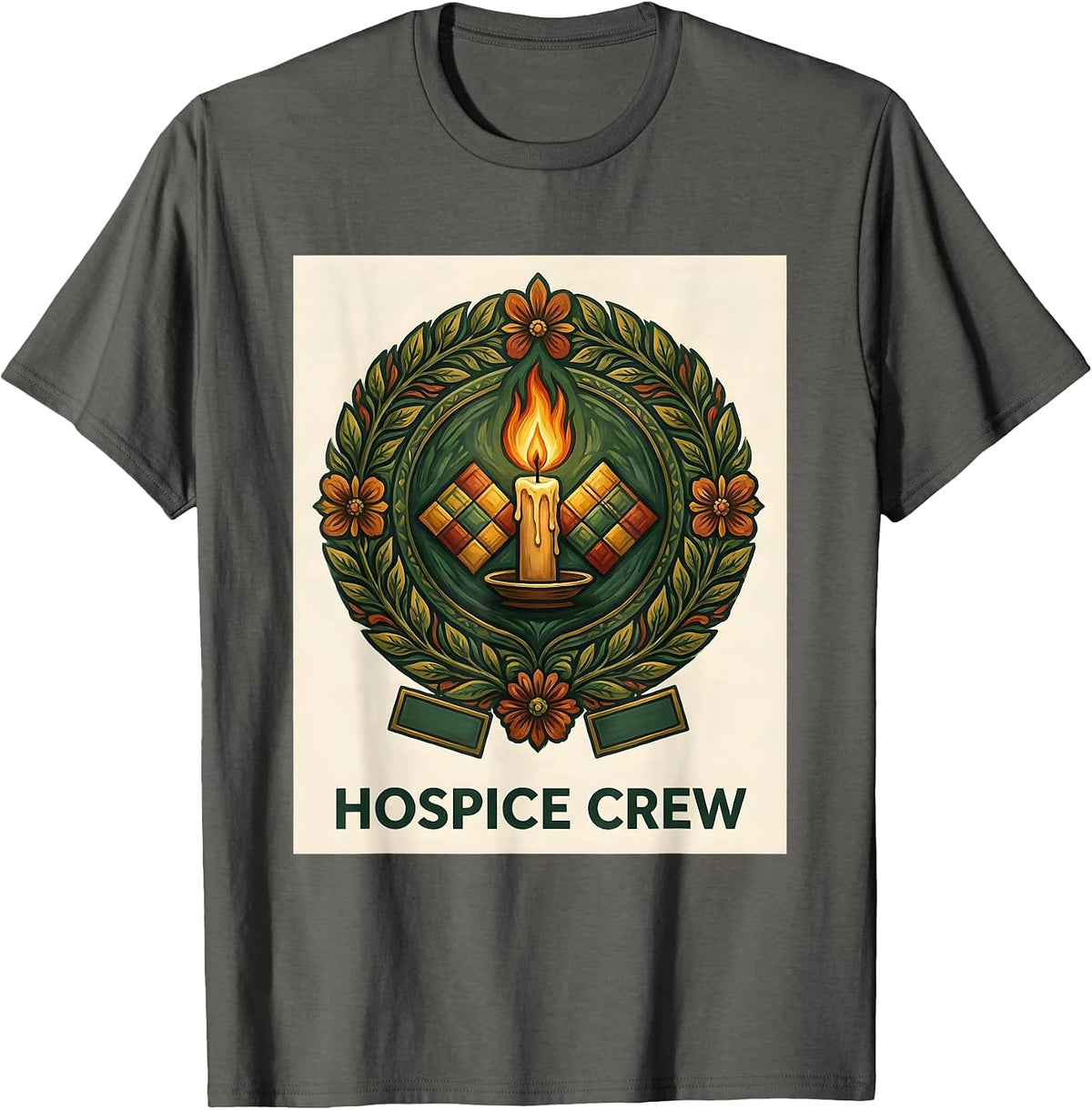 Hospice Crew Folk Art Registered Nurse RN Occupational Pride T-Shirt - Asphalt Grey