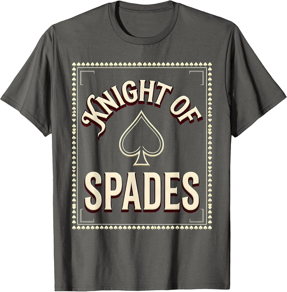 Men's Knight Of Spades Sign Painter Showcard Poker Player T-Shirt - Asphalt Grey