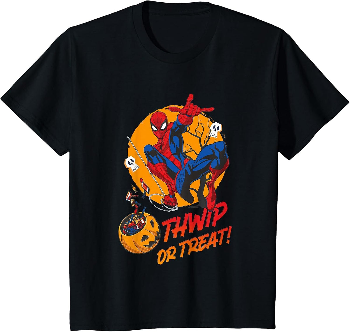 Marvel Comics Halloween Spider-Man Thwip Or Treat! T-Shirt - Black