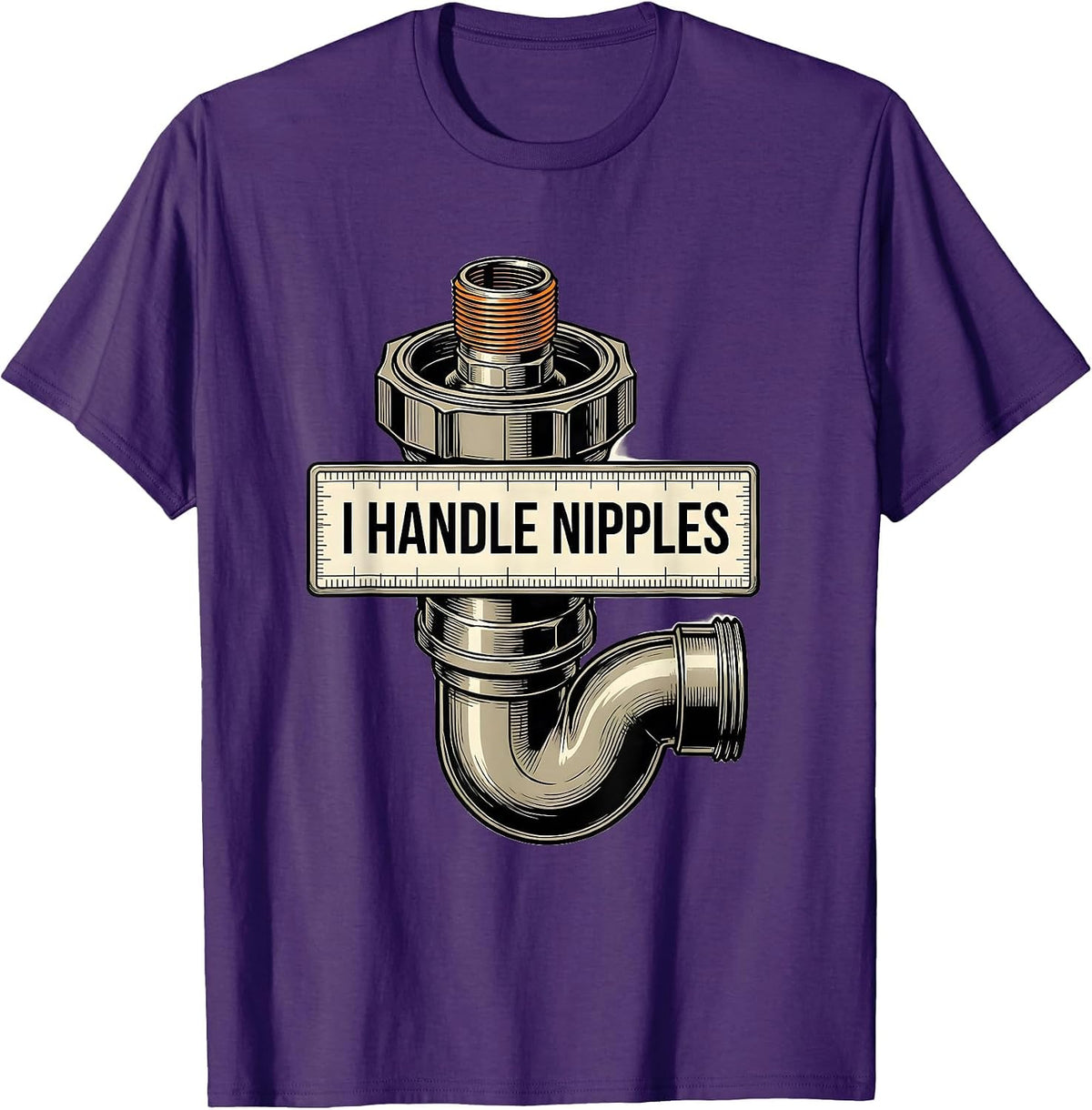I Handle Nipples Funny Plumber Pipefitter Gift Occupation T-Shirt - Purple