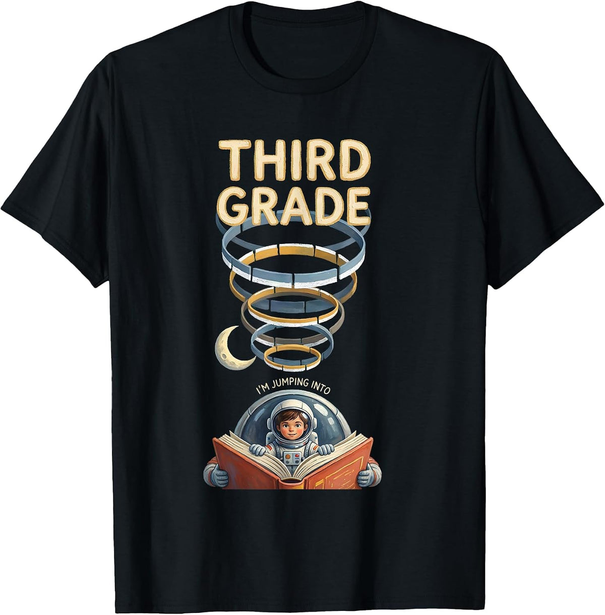 Men's I'm Jumping Into Third Grade Playful Back To School T-Shirt - Black
