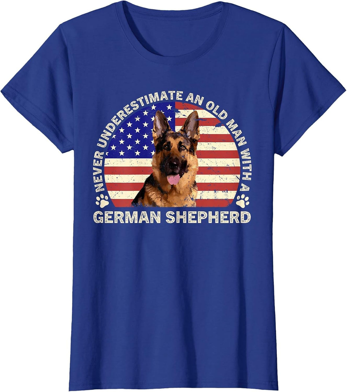 Never Underestimate an Old Man with A German Shepherd T-Shirt - Royal Blue