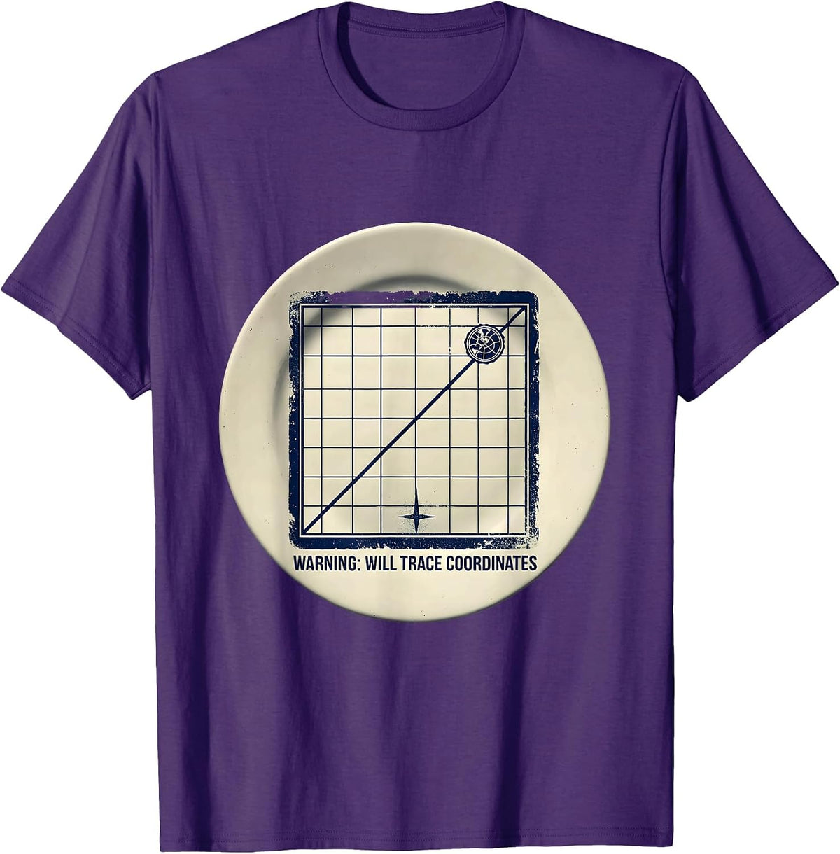 Warning Will Trace Coordinates Funny Geography Teacher T-Shirt - Purple