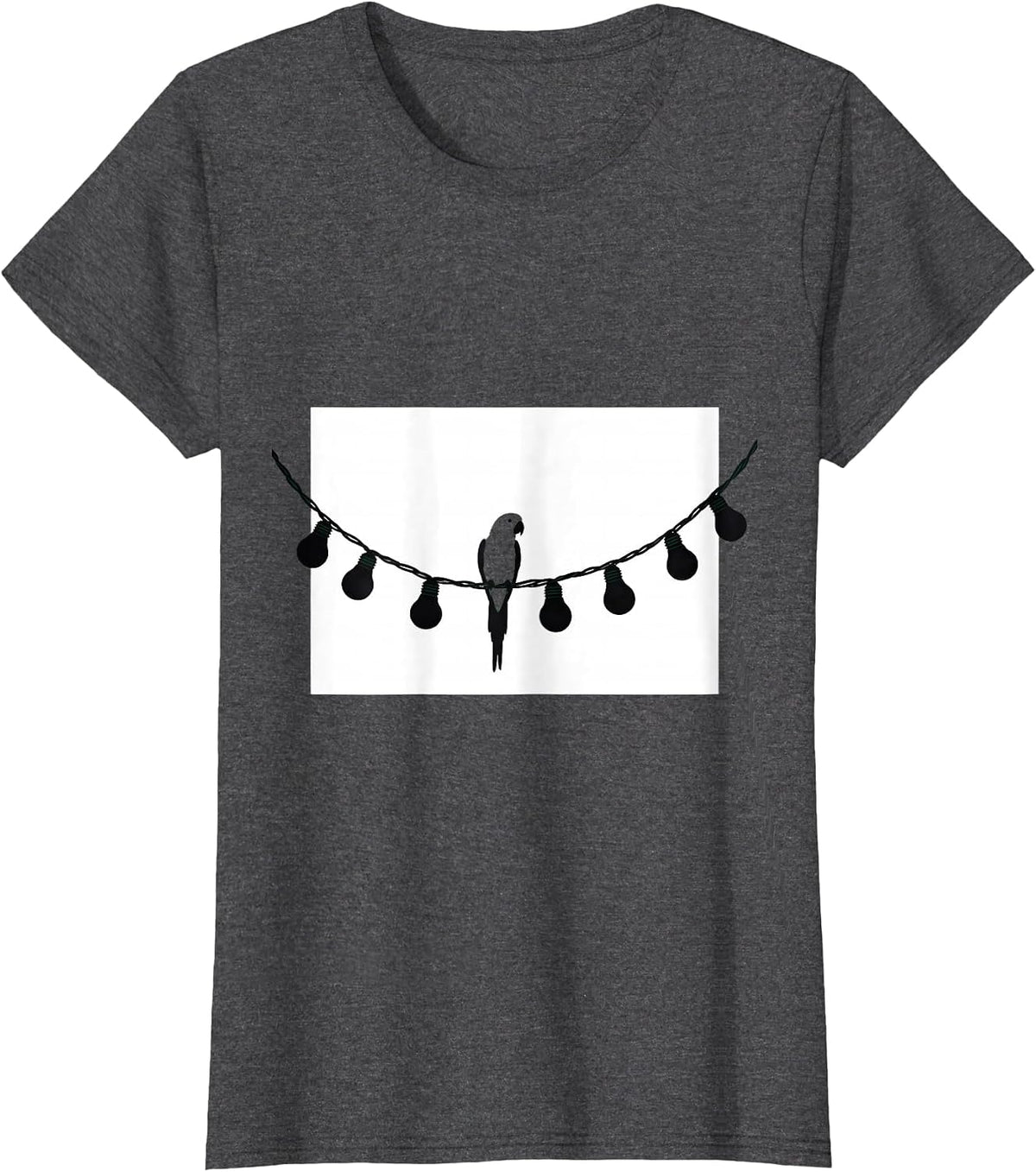 Women's Christmas Lights Parakeet Minimalist Family Humor T-Shirt - Dark Heather Grey