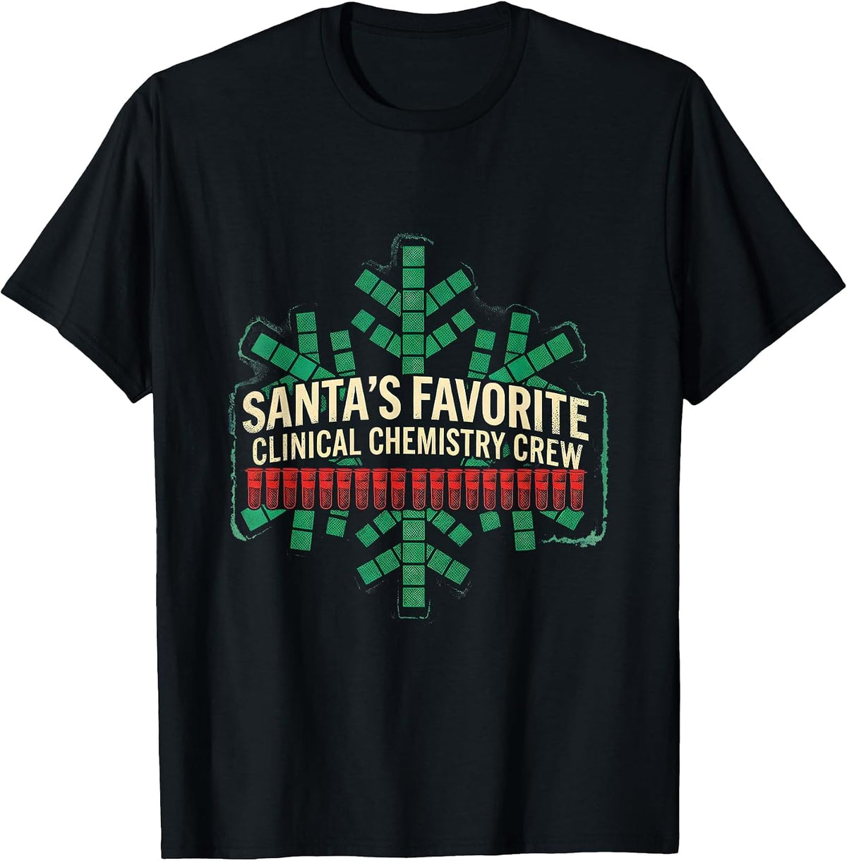 Men's Santa's Favorite Clinical Chemistry Crew Lab Tech T-Shirt - Black