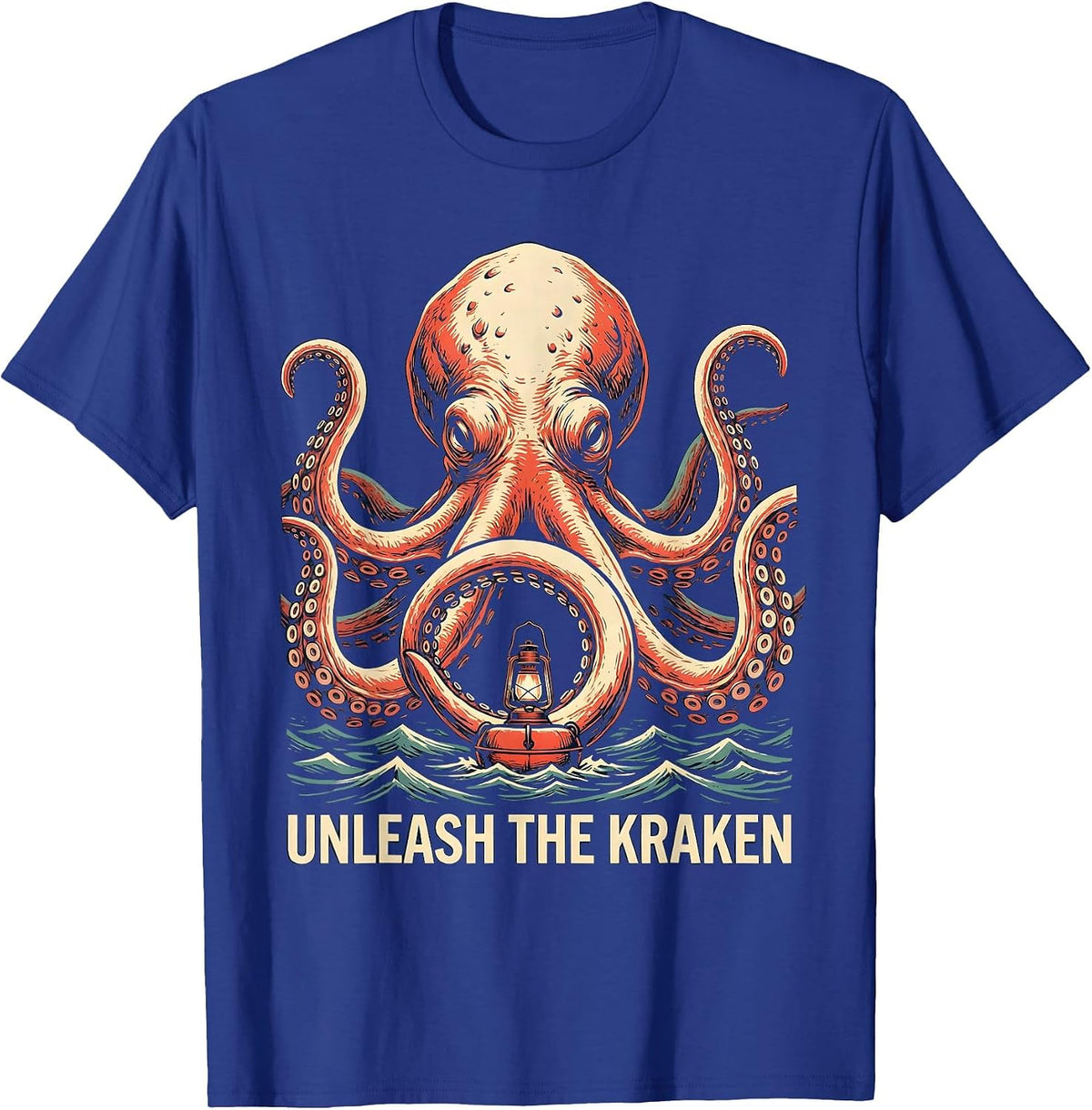Unleash The Kraken Playful Octopus Sea Monster Ocean Lover T-Shirt - Royal Blue