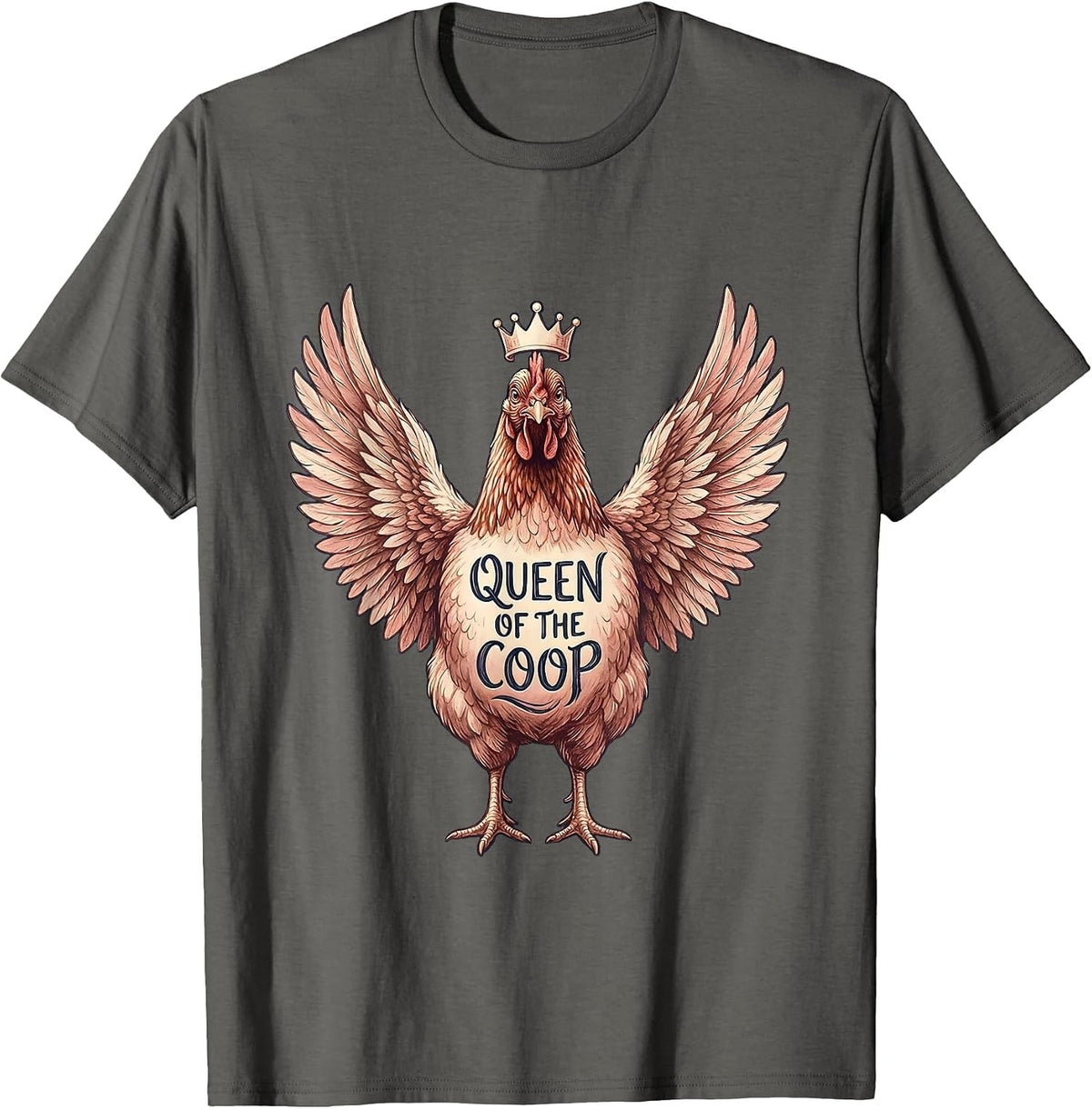 Men's Queen of the Coop Chicken Design T-Shirt - Asphalt Grey