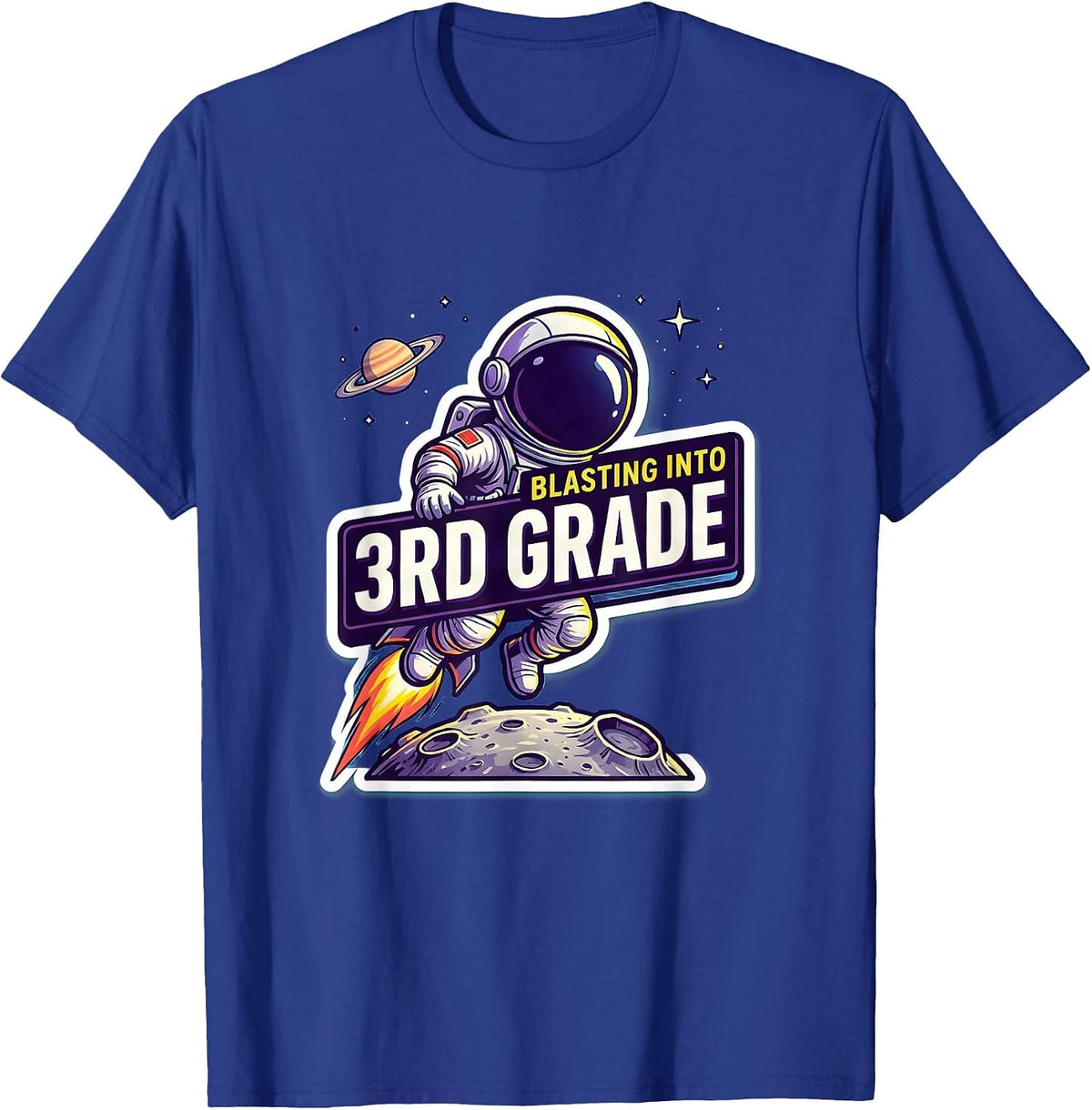 Blasting Into 3rd Grade Playful Astronaut Back To School T-Shirt - Royal Blue