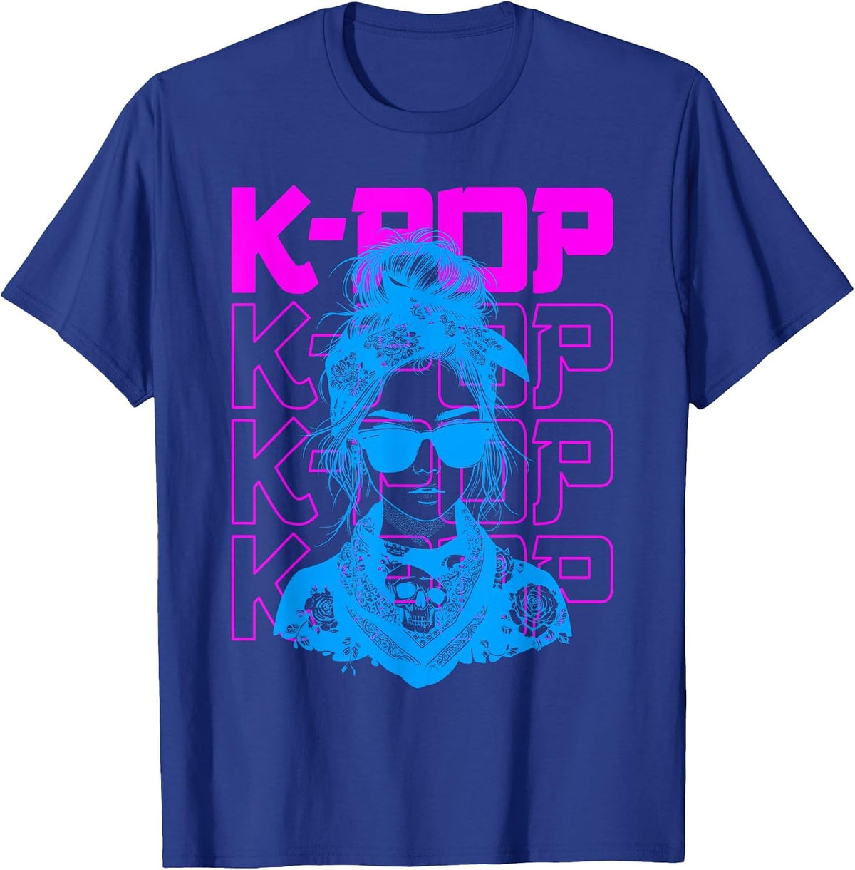 K-Pop Fan Girl - Vintage Korean K-Pop Music Lover T-Shirt - Royal Blue