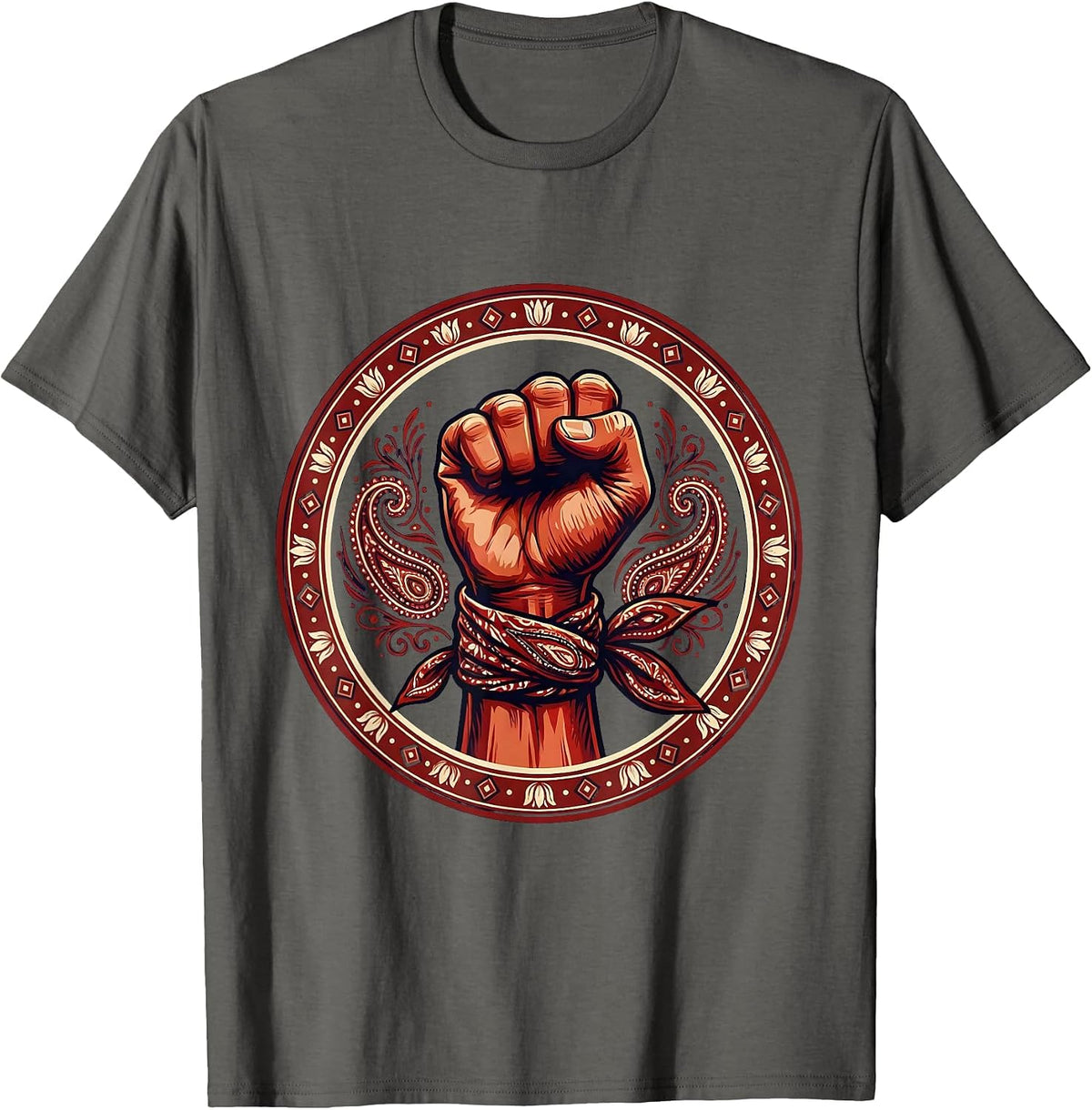 Bandana Wrapped Fist Graphic Tee T-Shirt - Asphalt Grey