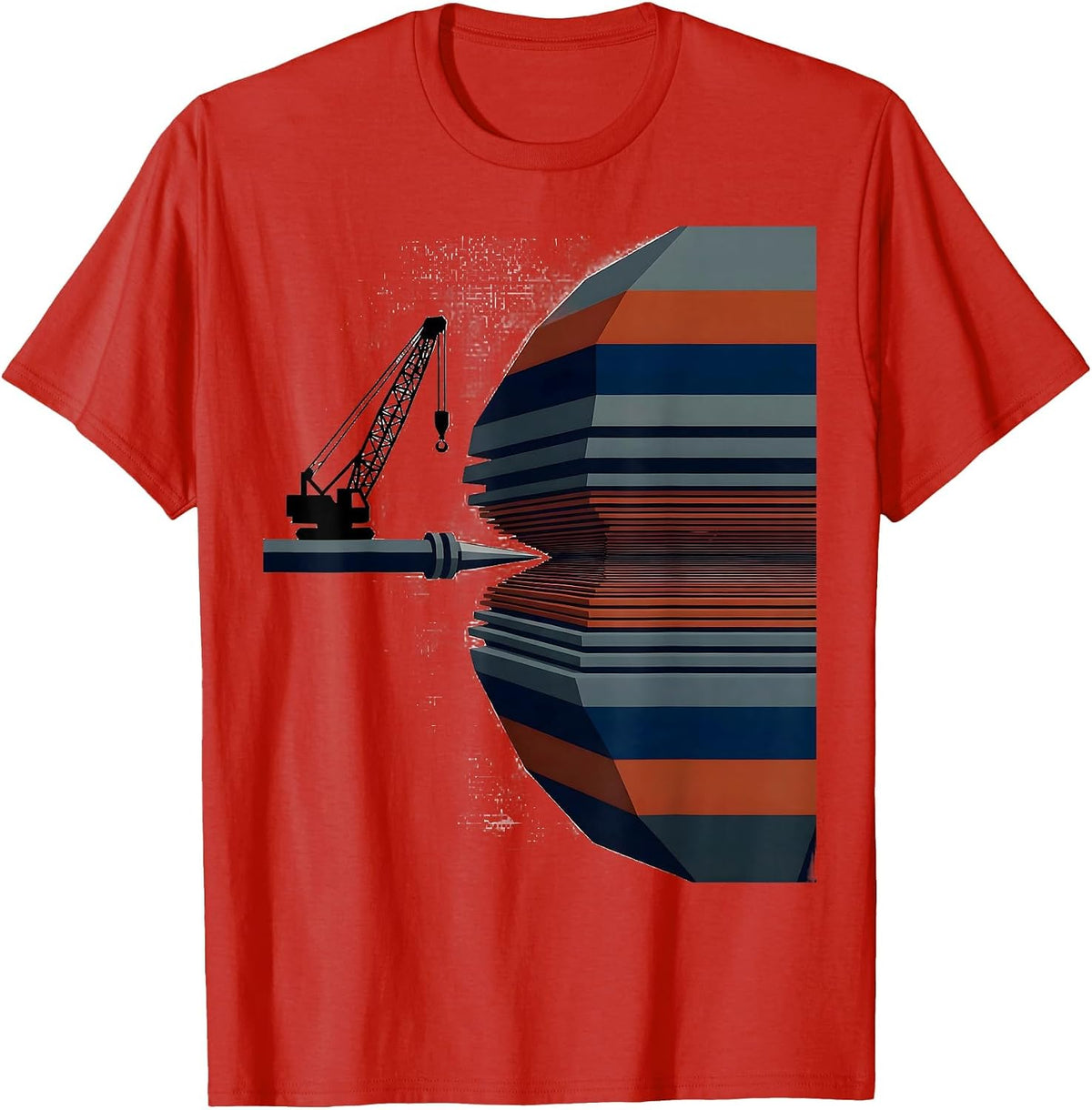 Men's Drill Derrick Geometric American Flag Patriotic Pride T-Shirt - Red
