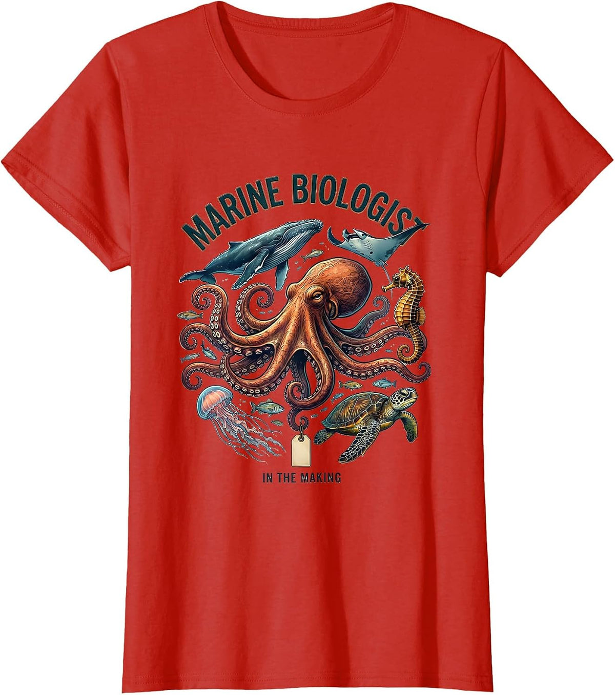 Women's Marine Biologist In The Making Octopus Sea Creature Nature T-Shirt - Red