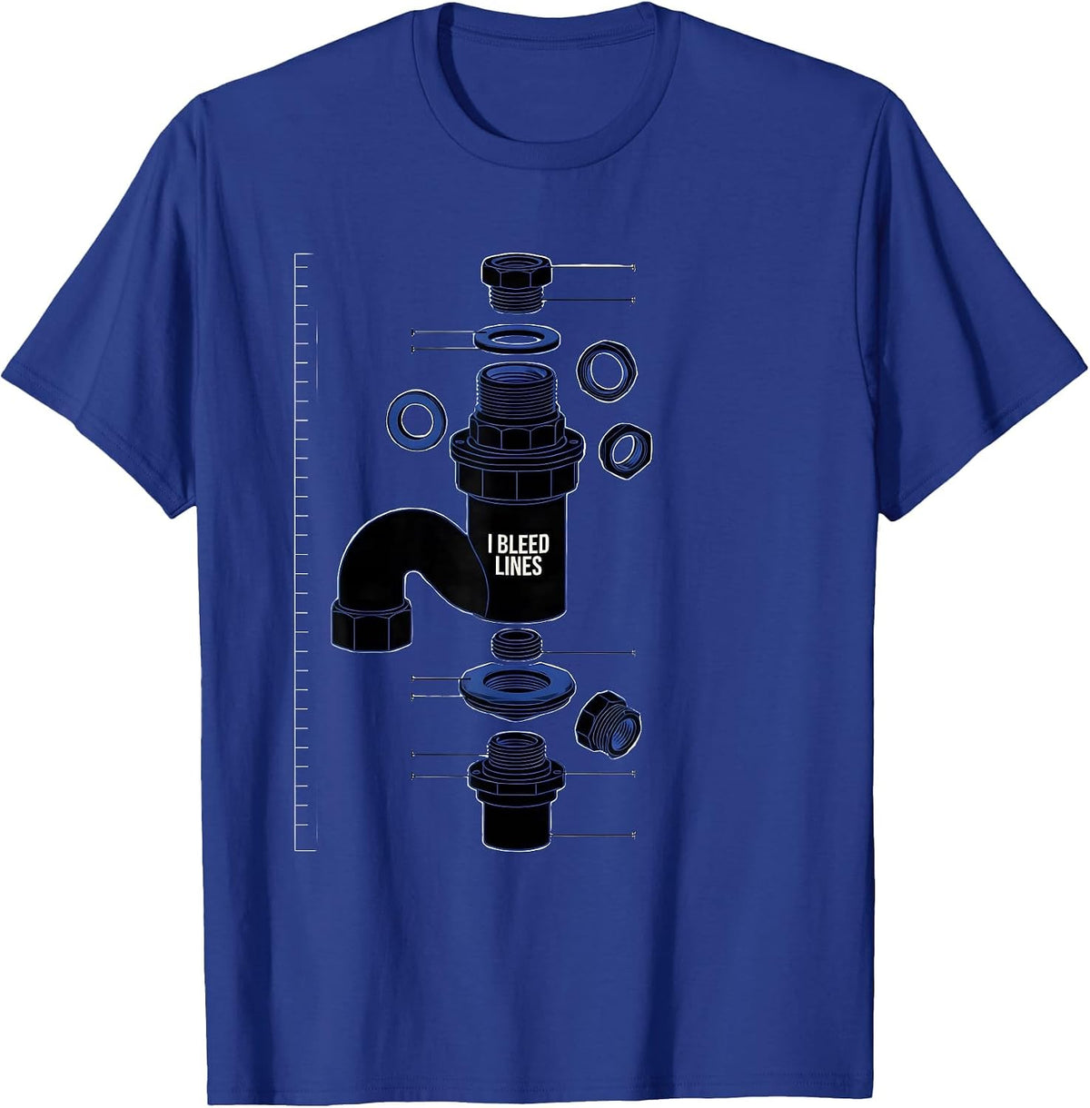 Men's I Bleed Lines Funny Plumber Pipefitter Steamfitter Dad Joke T-Shirt - Royal Blue