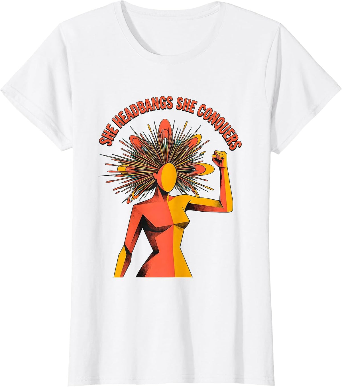 She Headbangs She Conquers Rock Music Design T-Shirt - White