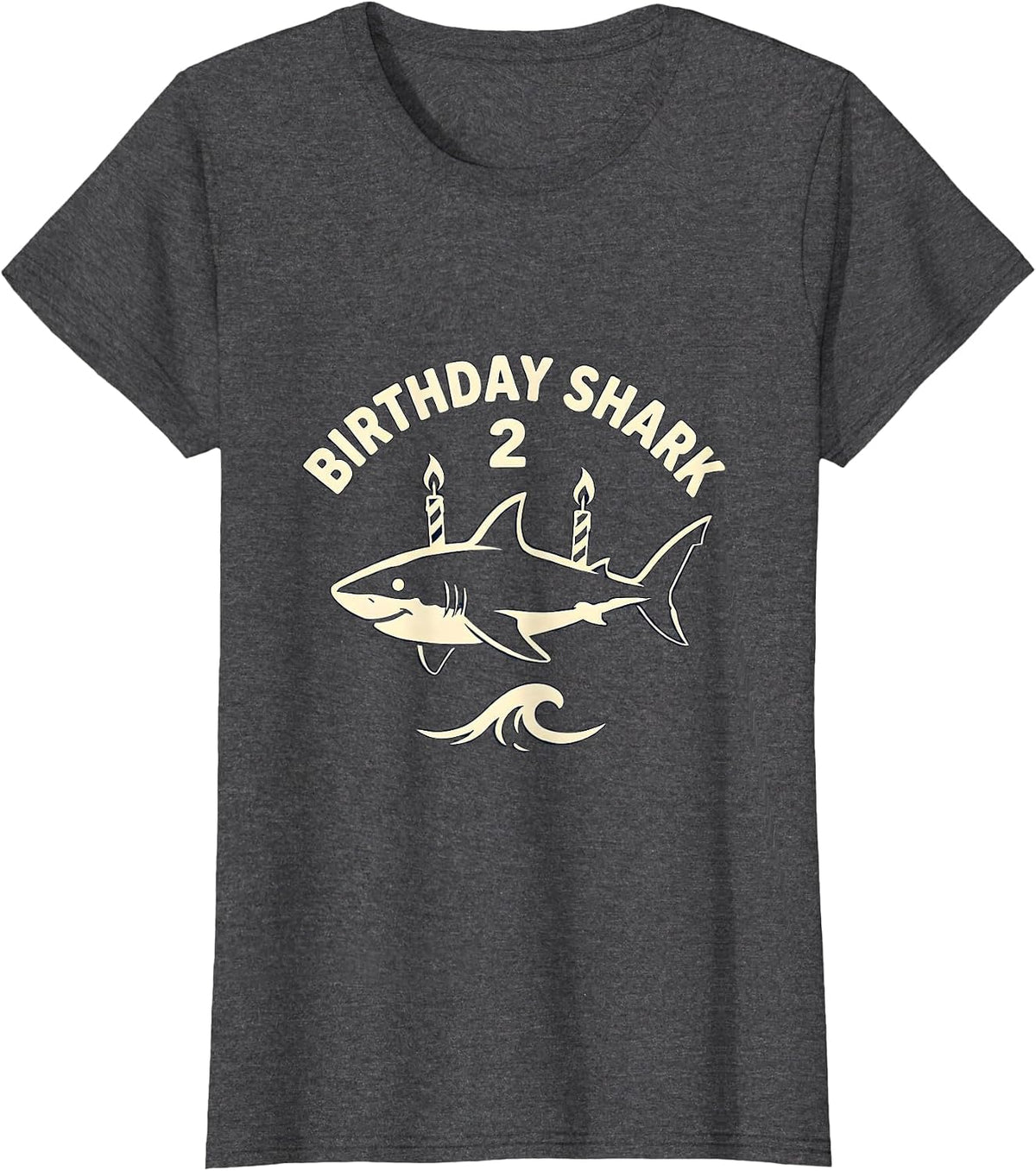 Women's Birthday Shark 2 Playful Toddler Party Whale Ocean Lover T-Shirt - Dark Heather Grey