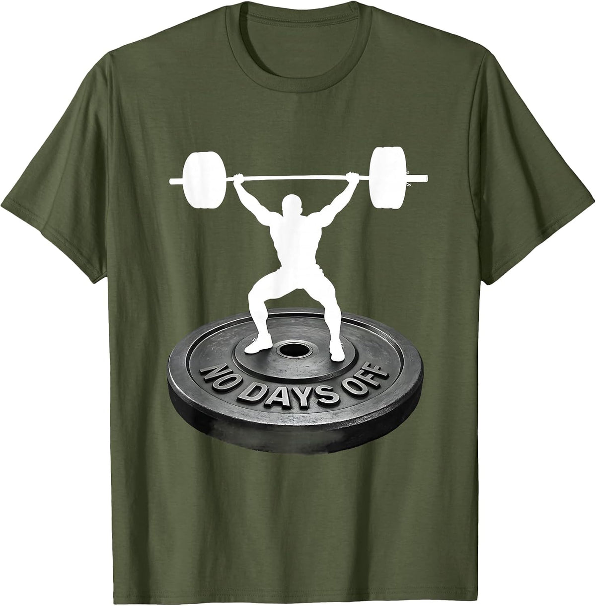 Men's No Days Off Gym Workout Motivation Design T-Shirt - Olive Green