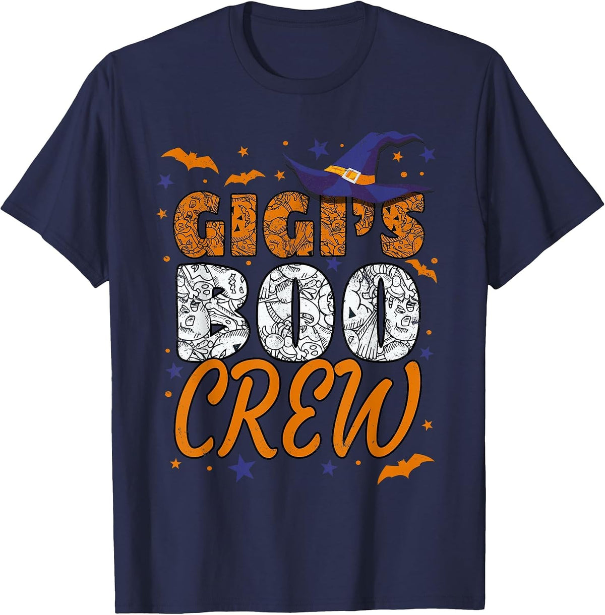 Grandma Gigi's Boo Crew Cute Grandkids Matching Halloween T-Shirt - Navy Blue