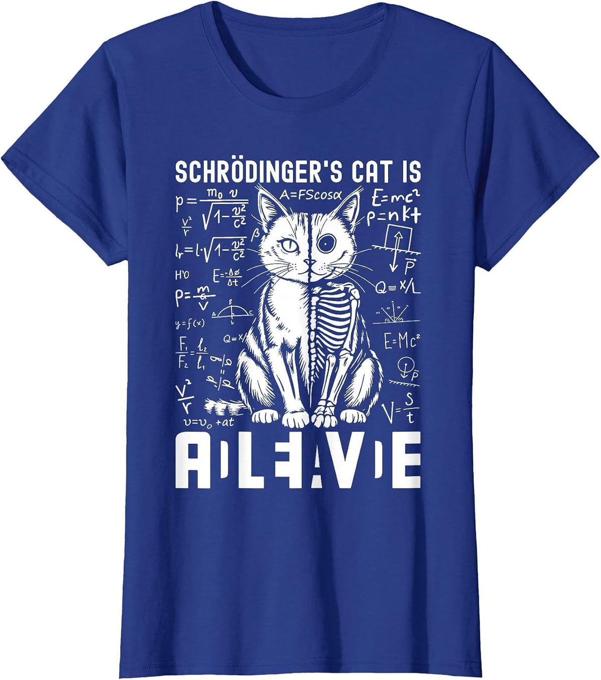 Schrodinger's Cat Dead and Alive Physics T-Shirt - Royal Blue