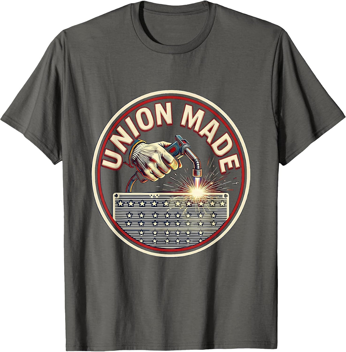 Men's Union Made Patriotic Labor Day Union Worker Pride T-Shirt - Asphalt Grey