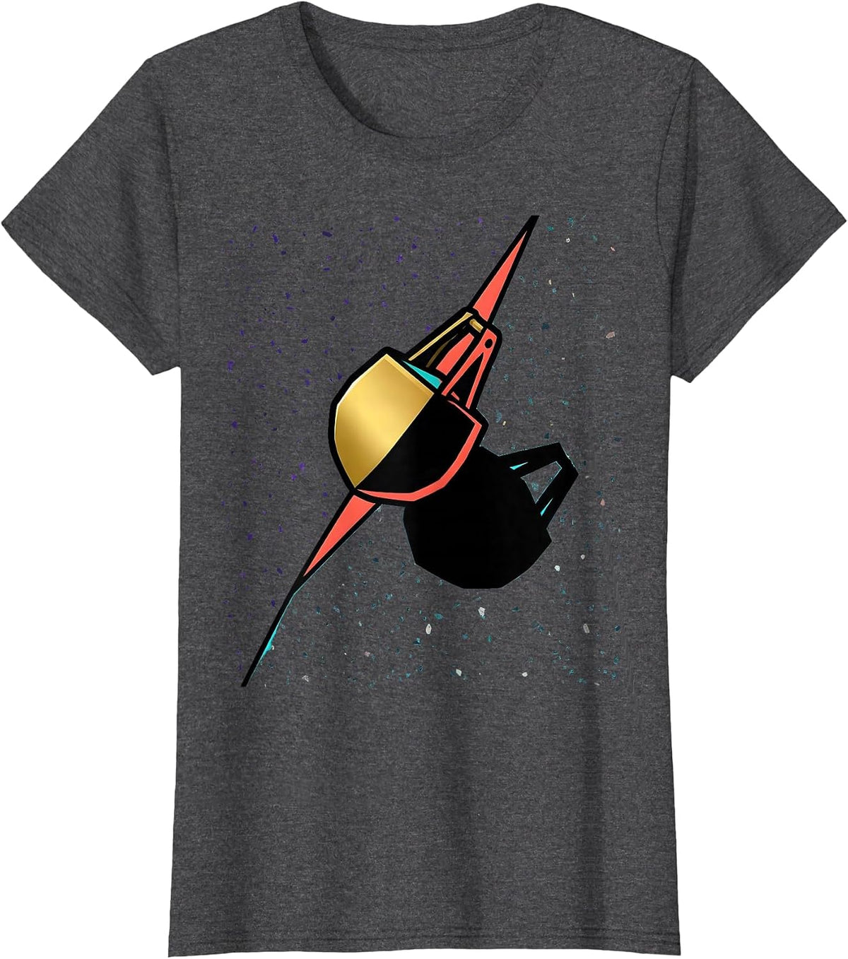 Women's Geometric Carnival Doubloon Memphis Postmodern Mardi Gras T-Shirt - Dark Heather Grey
