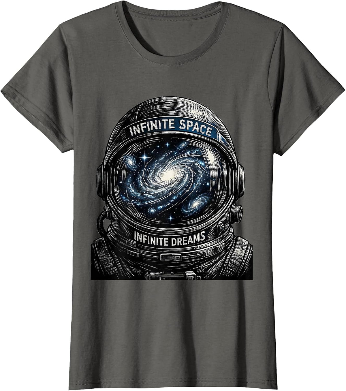 Women's Infinite Space Infinite Dreams Galaxy Design T-Shirt - Asphalt Grey