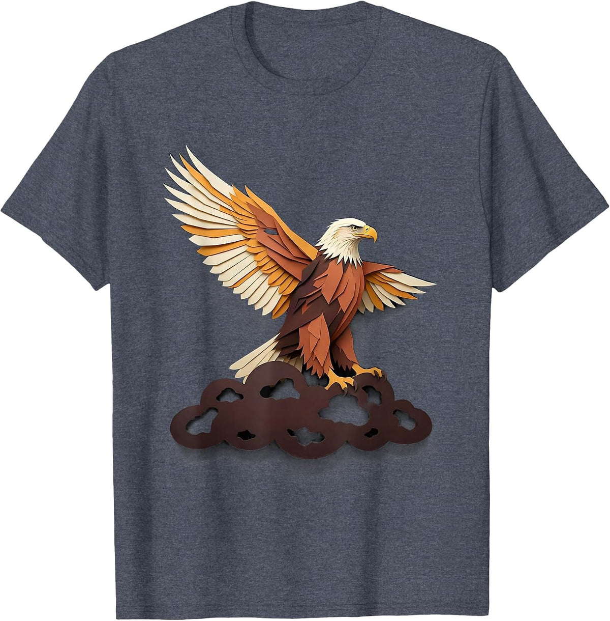 Bald Eagle Paper Cutout Mascot Pride Faith T-Shirt - Heather Blue