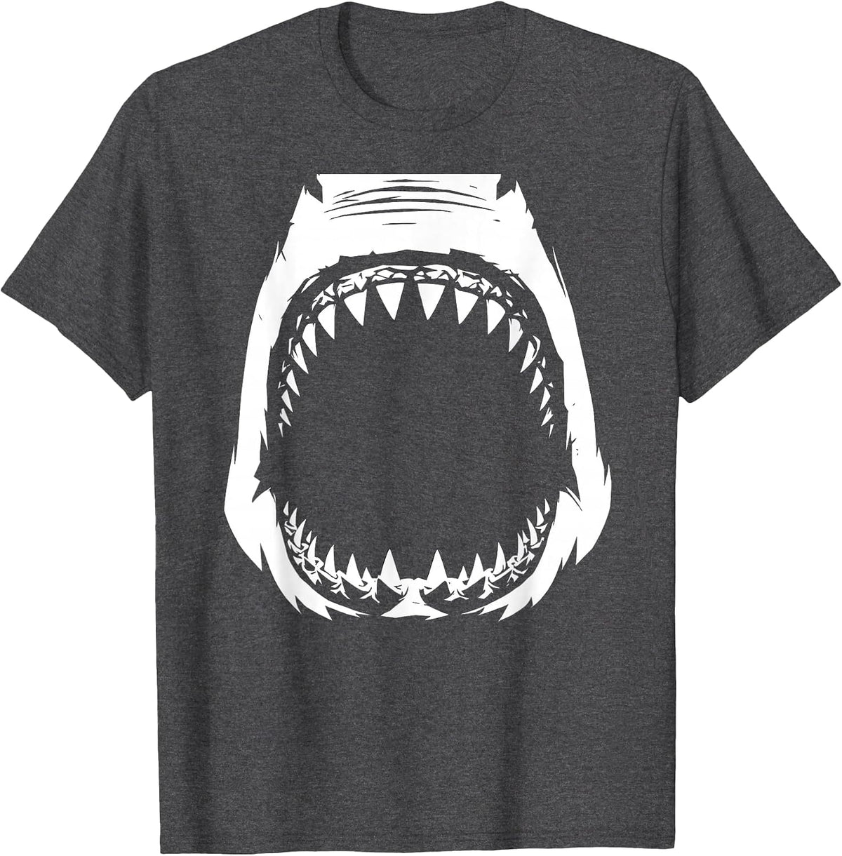 Close-Up Shark Jaws Graphic Tee T-Shirt - Dark Heather Grey