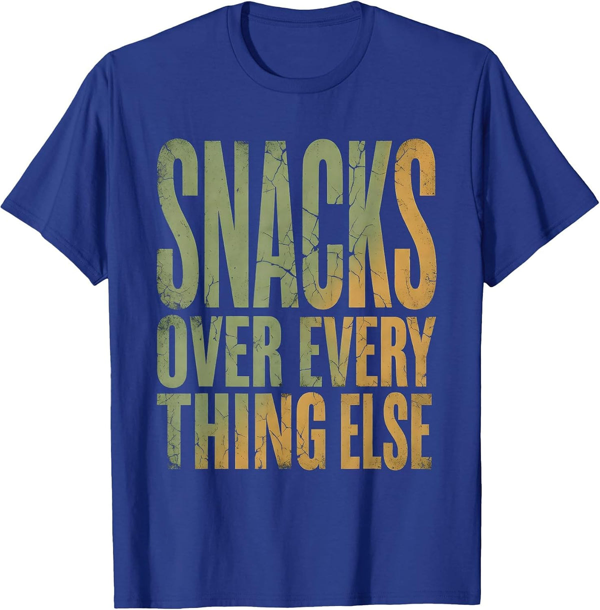 Men's Snacks Over Everything Funny Raccoon Design T-Shirt - Royal Blue