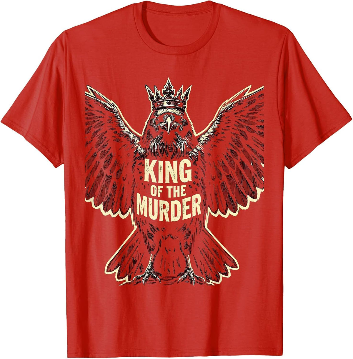 Men's King of the Murder Crow Graphic Design T-Shirt - Red