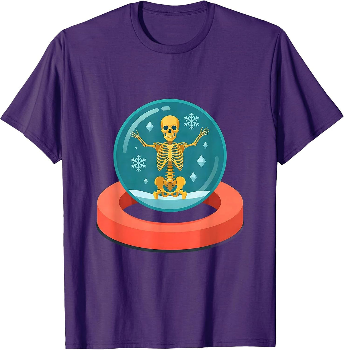 Snow Globe Skeletal Snowman Radiology Tech Christmas Humor T-Shirt - Purple