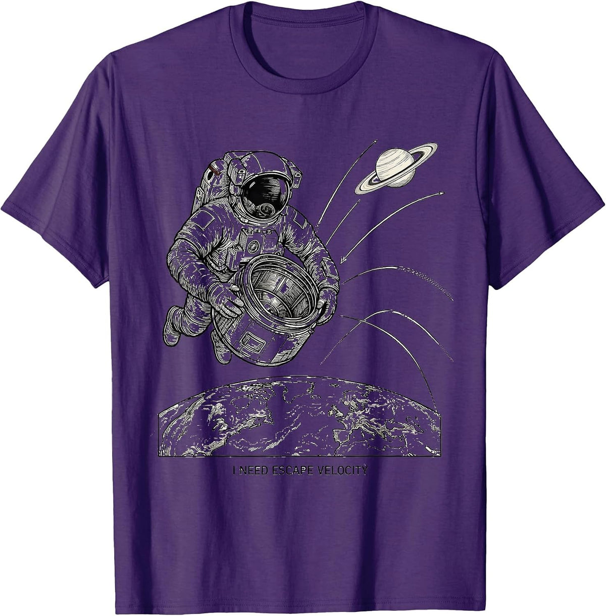 I Need Escape Velocity Funny Astronaut Space Humor Solar T-Shirt - Purple
