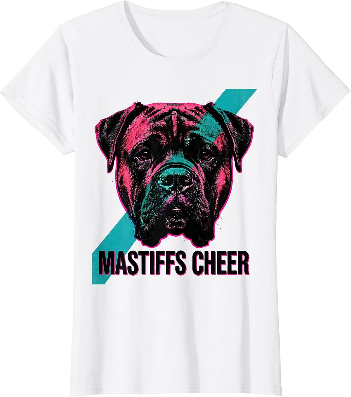 Mastiffs Cheer Risograph School Spirit Mascot Team Pride T-Shirt - White