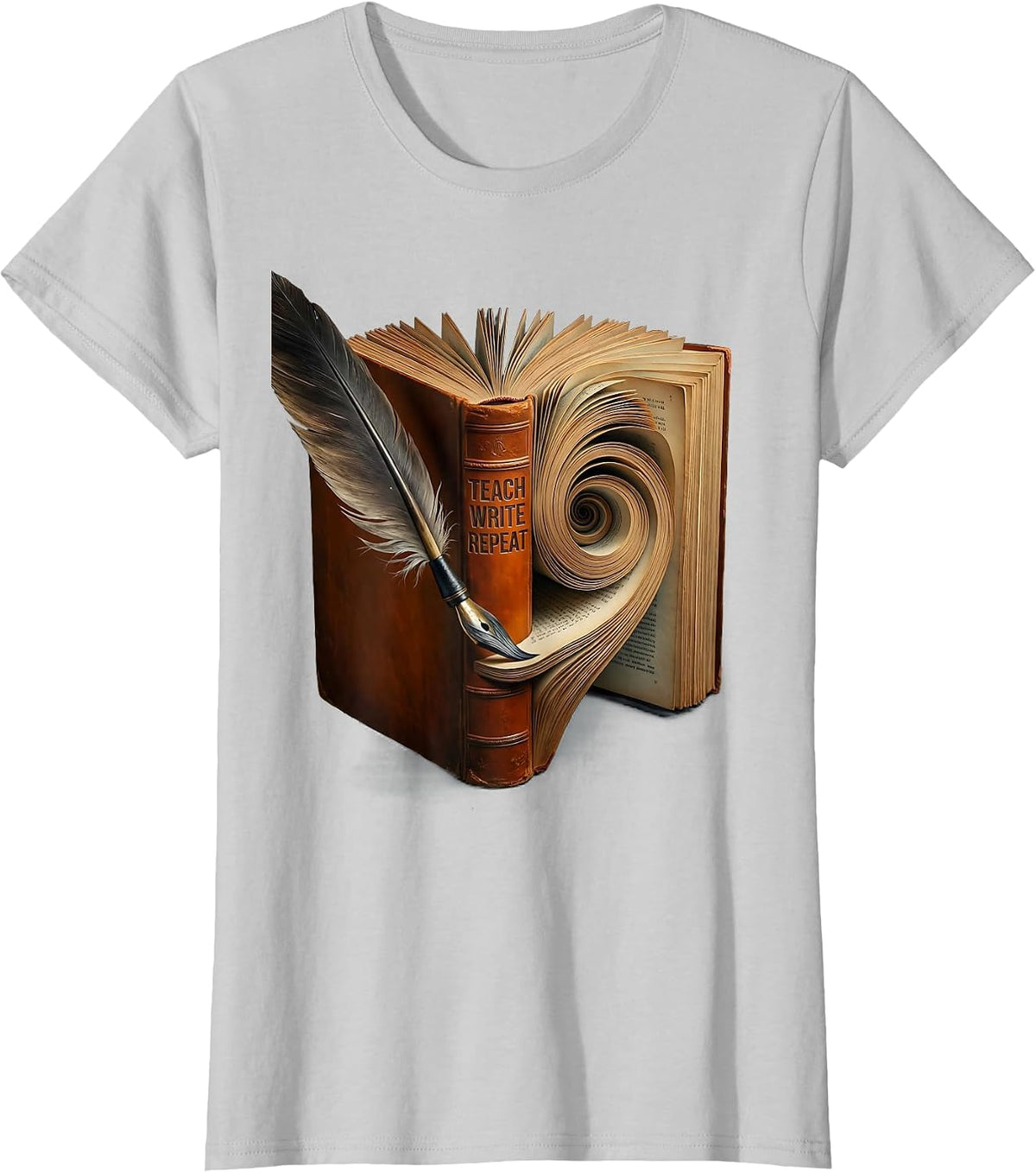 Teach Write Repeat English Teacher Design T-Shirt - Silver Grey
