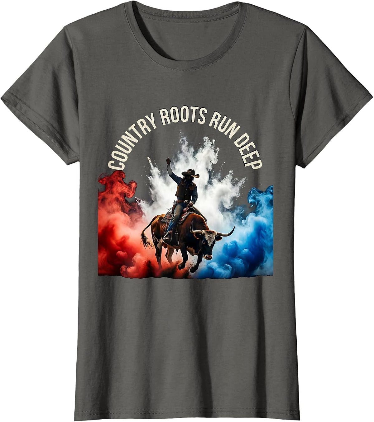 Women's Country Roots Run Deep Cow Women Design T-Shirt - Asphalt Grey