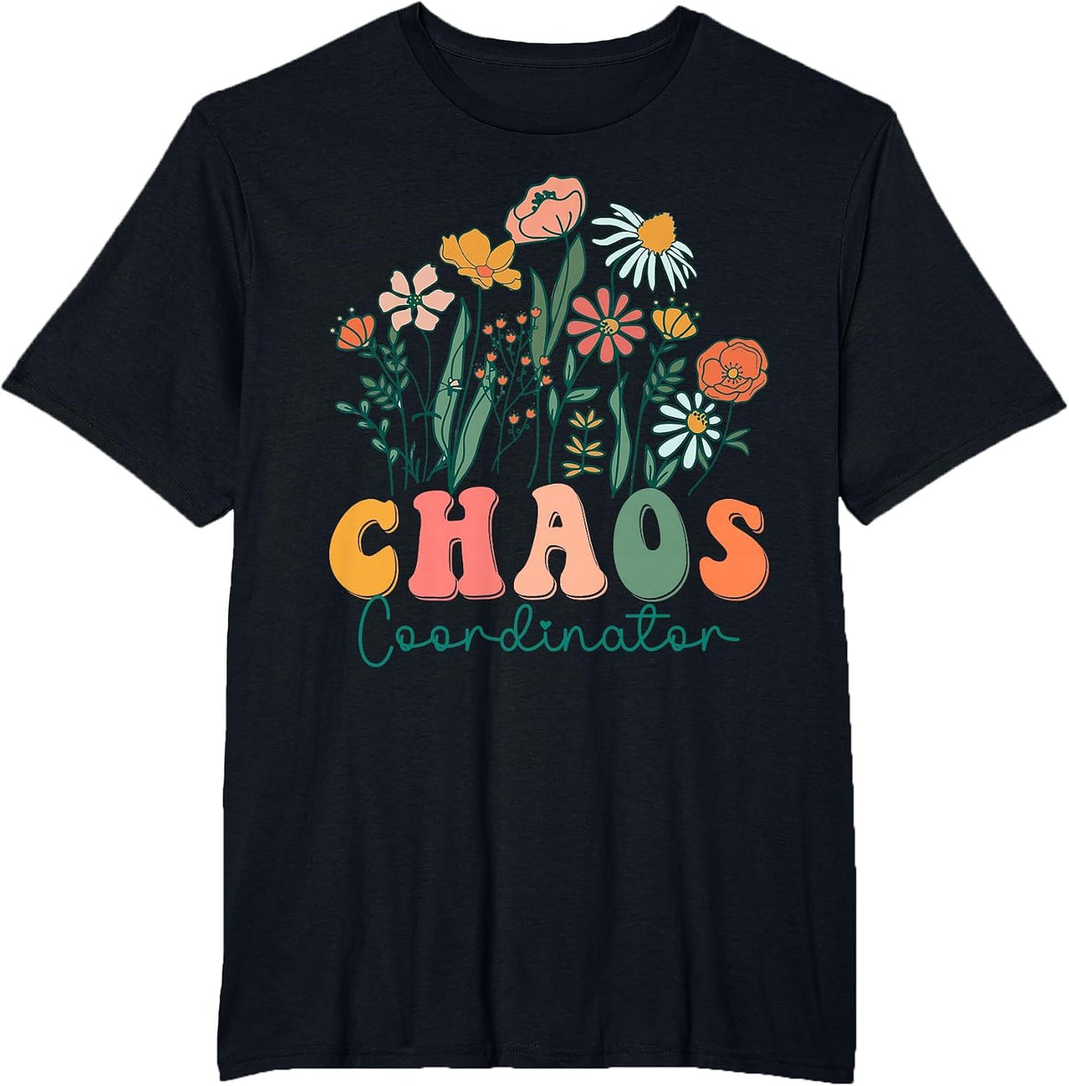 Groovy Wildflower Chaos Coordinator Tees T-Shirt - Black