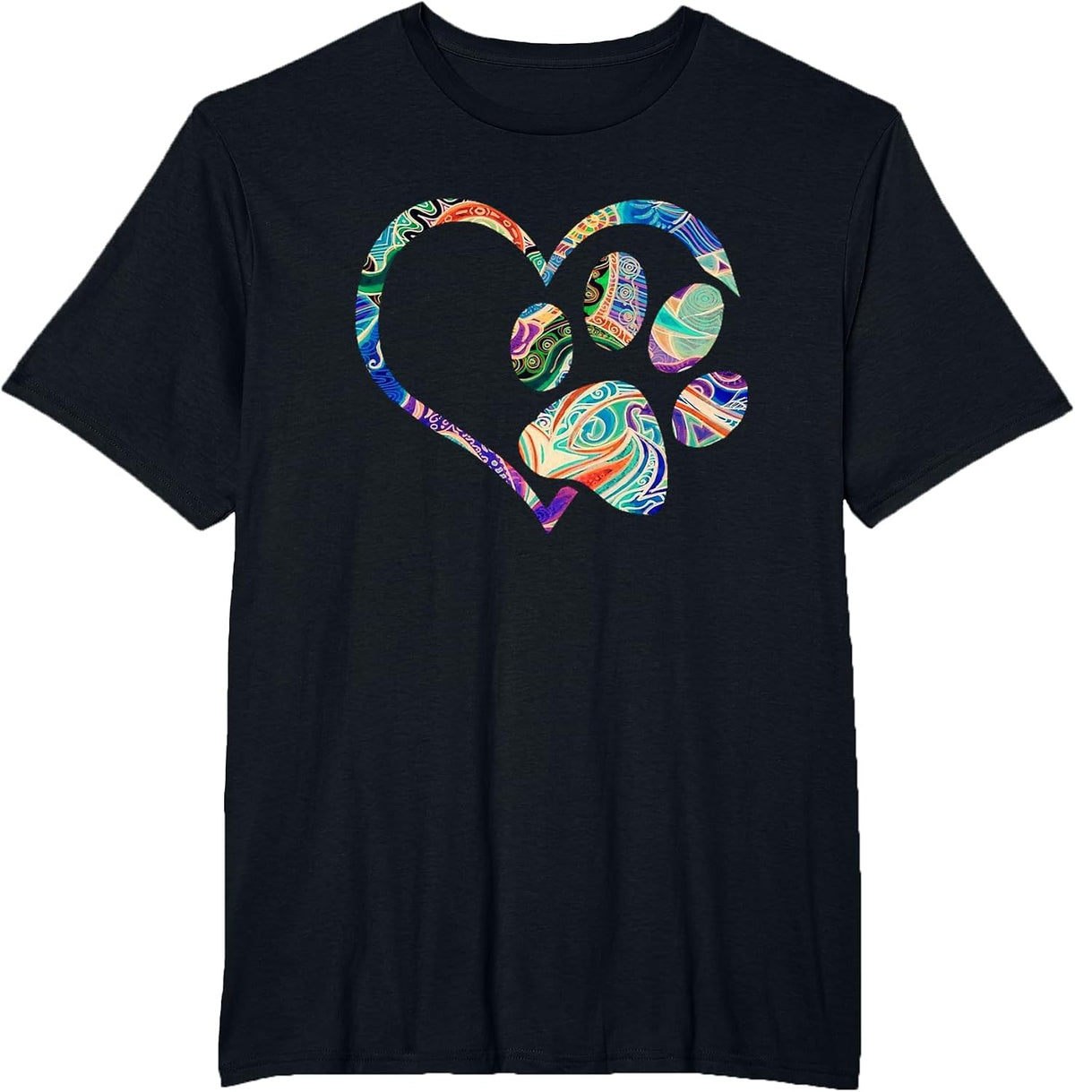 Animal Rescue Shirt Dog Paw Print Tie Dye Rainbow Cute Cozy T-Shirt - Black